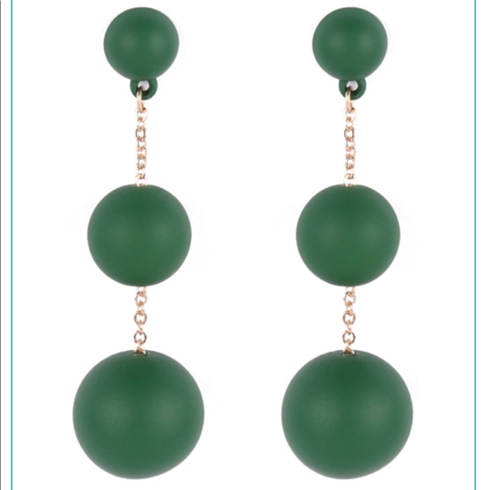 GREEN- CCB 3 DROP COLOR COATED EARRINGS